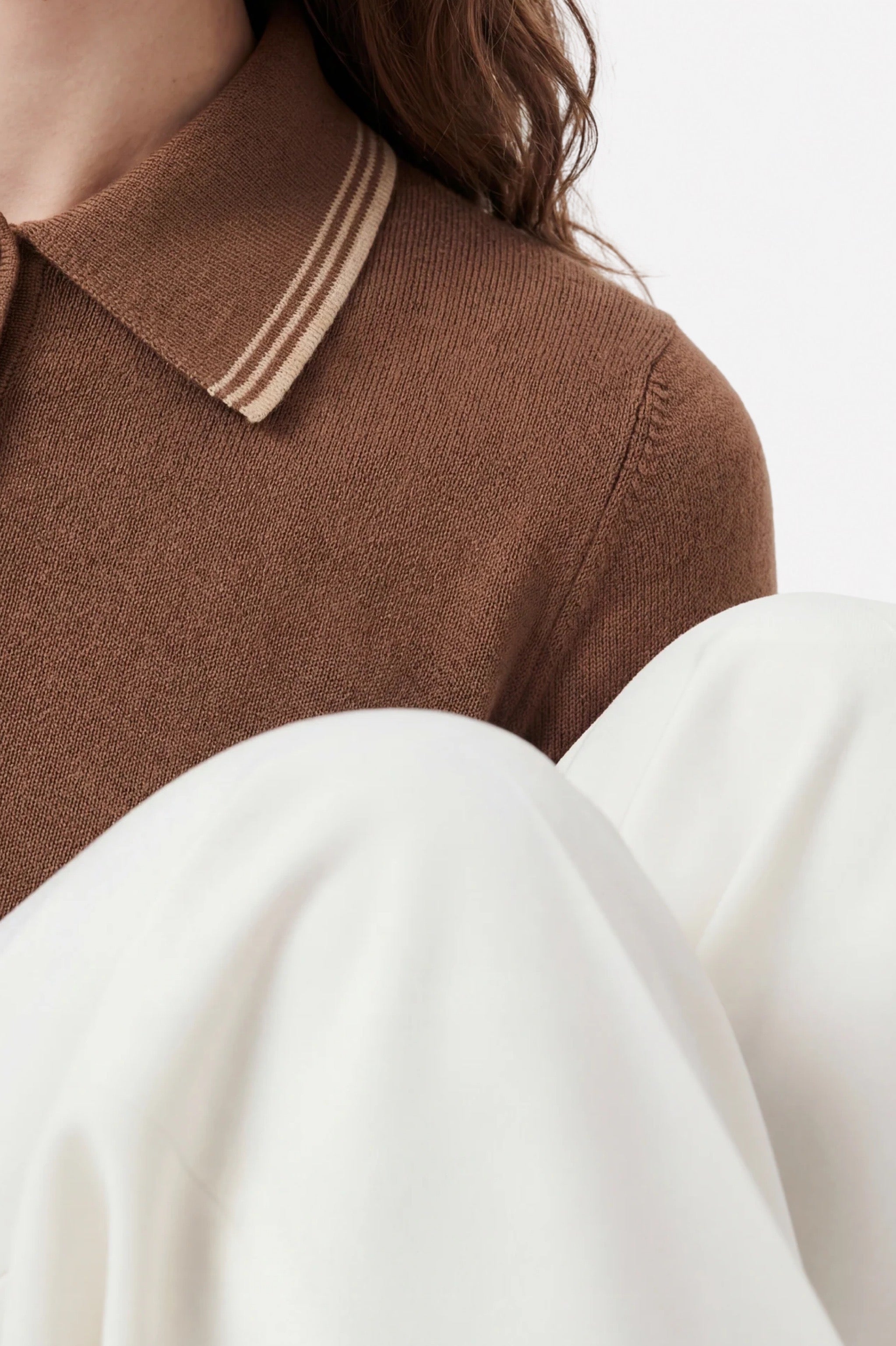 Brown polo neck knitted sweater from Ginaci Türkiye featuring a classic fit and soft, warm fabric.