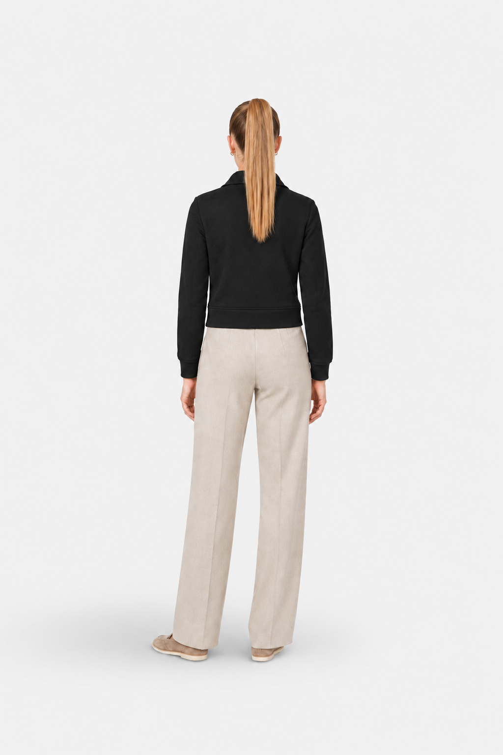Black zip-up crew neck jacket by Ginaci, slim fit, sporty and stylish with a modern design.