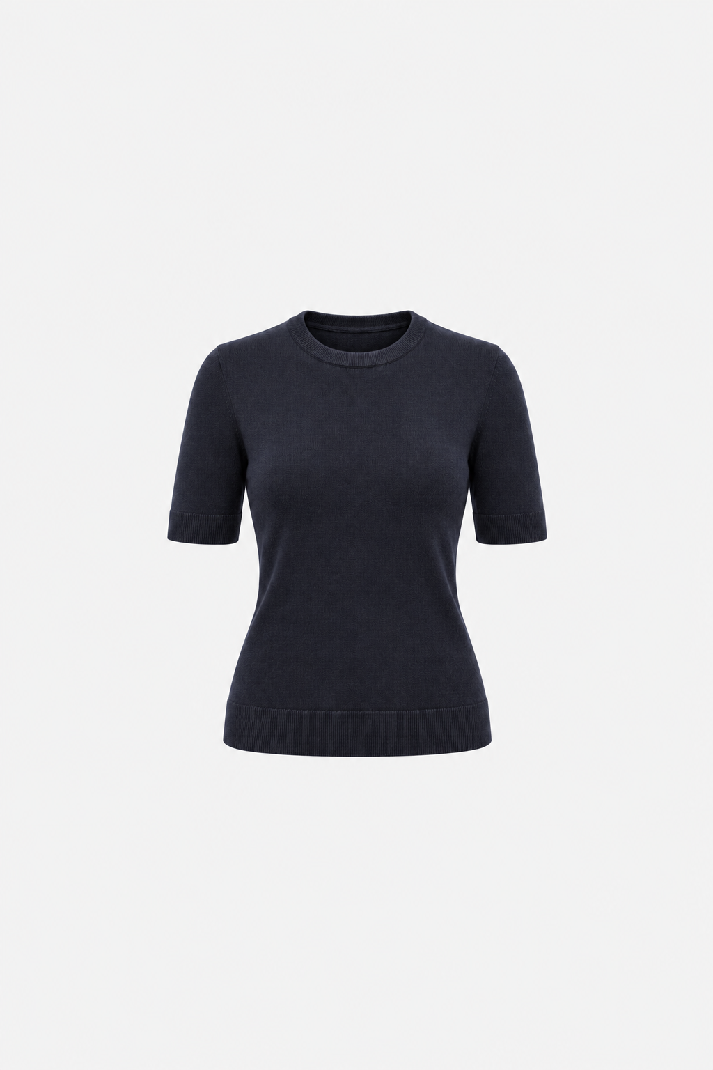 Navy blue polo shirt with round neckline from Ginaci Türkiye, featuring a soft knit fabric and a classic fit.