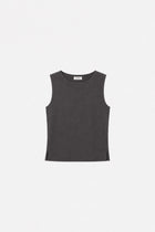 Gray Ginaci soft touch Tencel fabric athletic tank top, minimal design, lightweight and comfortable for active wear.