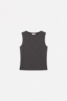 Gray Ginaci soft touch Tencel fabric athletic tank top, minimal design, lightweight and comfortable for active wear.