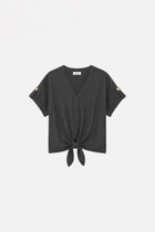 Ginaci Türkiye Tencel fabric minimal green blouse with tie detail, showcasing a stylish and eco-friendly women's top.