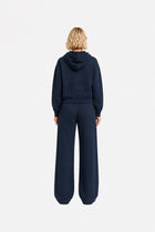 Navy blue Ginaci zip-up hoodie with a hood and slim fit, made of lightweight fabric for casual wear and comfort.