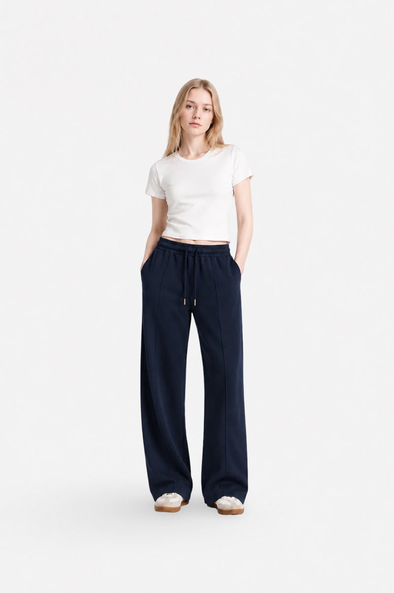 Navy blue stitch-detail sweatpants from Ginaci, featuring a relaxed fit and comfortable fabric for casual wear.