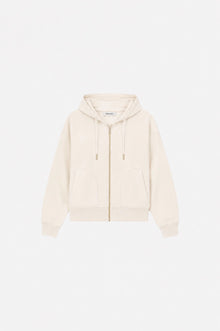 Gray Ginaci ekru fermuarlı kapüşonlu eşofman üst with front zipper and hood, casual and comfortable for athletic or lounge wear.