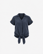 Antrasit Tencel fabric minimal top with tie detail from Ginaci Türkiye featuring a sleek, modern design.
