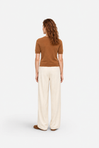 Brown polo neck sweater from Ginaci Türkiye featuring a round neckline, cozy knit fabric, and stylish casual design.