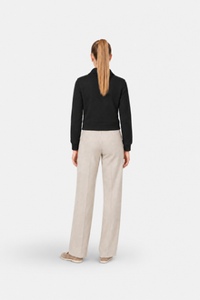 Black zip-up crew neck jacket by Ginaci, slim fit, sporty and stylish with a modern design.