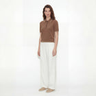 Brown polo neck knit sweater from Ginaci Türkiye featuring a classic polo collar and cozy knit texture.