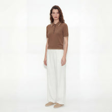 Brown polo neck knit sweater from Ginaci Türkiye featuring a classic polo collar and cozy knit texture.