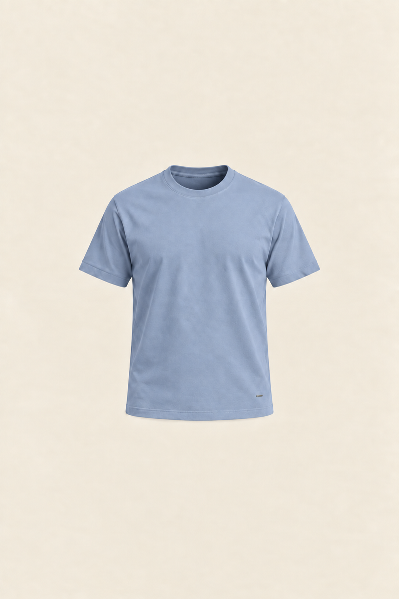 Baby blue basic T-shirt by Ginaci Türkiye, featuring soft cotton fabric and a comfortable fit for infants.
