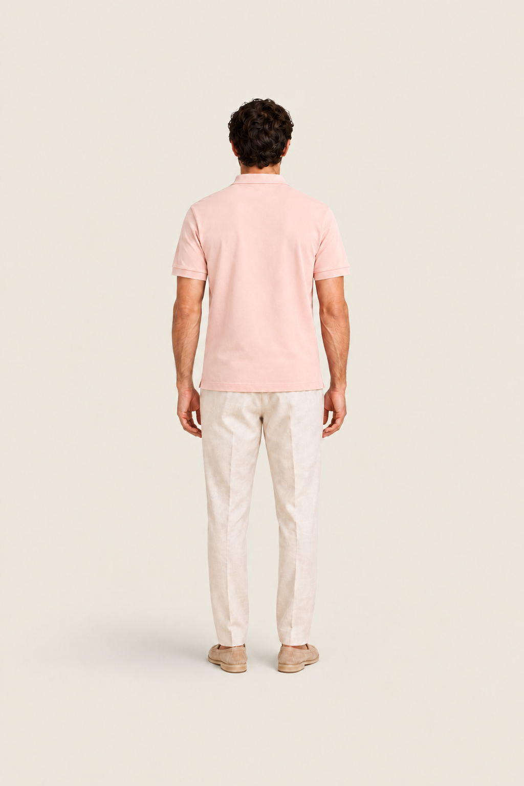 Pink Pudra Pike Polo shirt by Ginaci Türkiye, shown from the back with a classic collar and short sleeves.