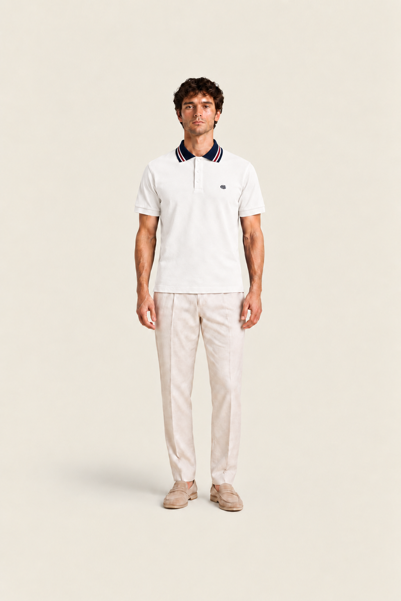 White Pike Polo shirt by Ginaci Türkiye featuring a classic collar and short sleeves, displayed on a plain background.