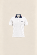 White pike polo shirt by Ginaci Türkiye, featuring a classic fit and collar, displayed on a plain background.