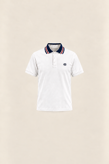 White pike polo shirt by Ginaci Türkiye, featuring a classic fit and collar, displayed on a plain background.