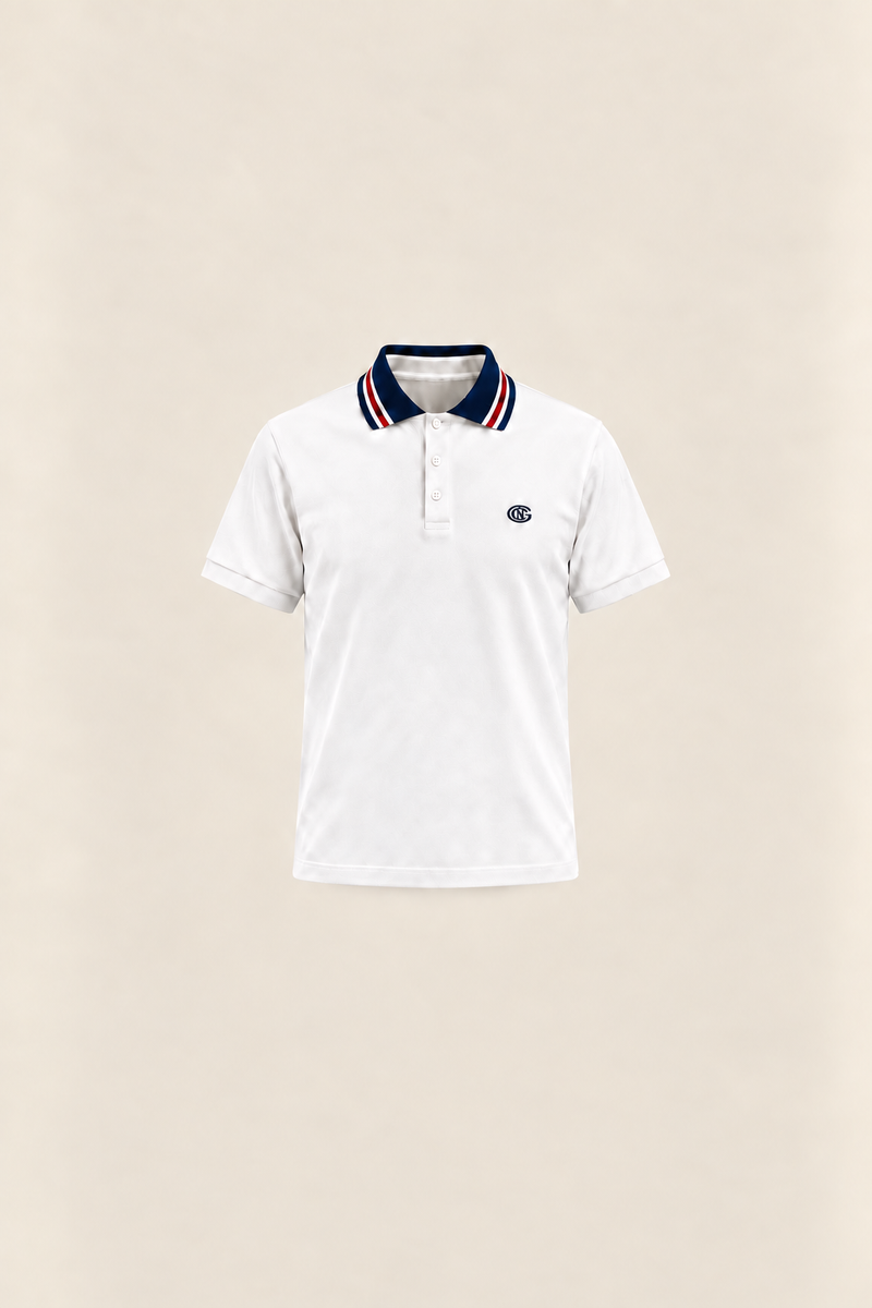 White pike polo shirt by Ginaci Türkiye, featuring a classic fit and collar, displayed on a plain background.