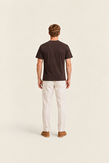 Brown basic T-shirt by Ginaci Türkiye, casual fit, soft fabric, displayed on a white background.