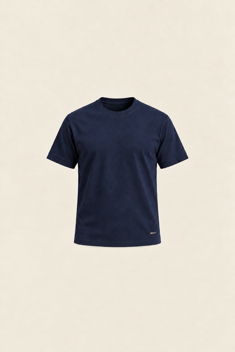 Navy basic T-shirt by Ginaci Türkiye featuring a comfortable fit, shown on a plain background.