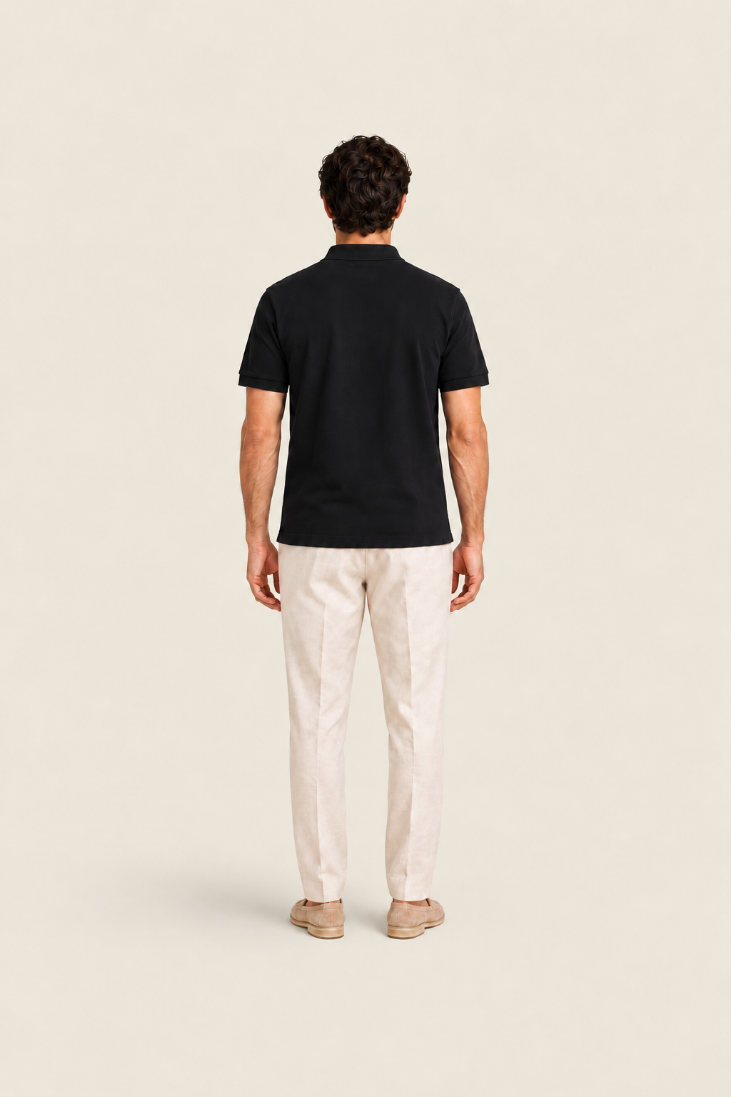 Black Pike Polo shirt from Ginaci Türkiye, shown from the back with a classic collar and smooth fabric.