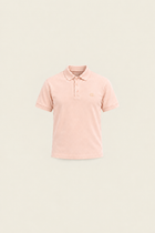 Pink Pudra Pike Polo shirt from Ginaci Türkiye featuring a classic collar and short sleeves, displayed on a hanger.