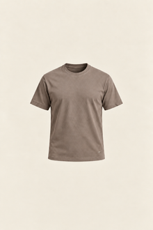Taupe Vizon Basic Tişört by Ginaci Türkiye, front view showing soft fabric and classic fit.