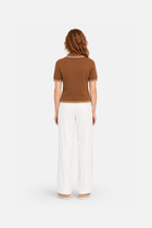 Brown polo neck sweater from Ginaci Türkiye featuring a classic fit and ribbed collar, perfect for casual and stylish wear.