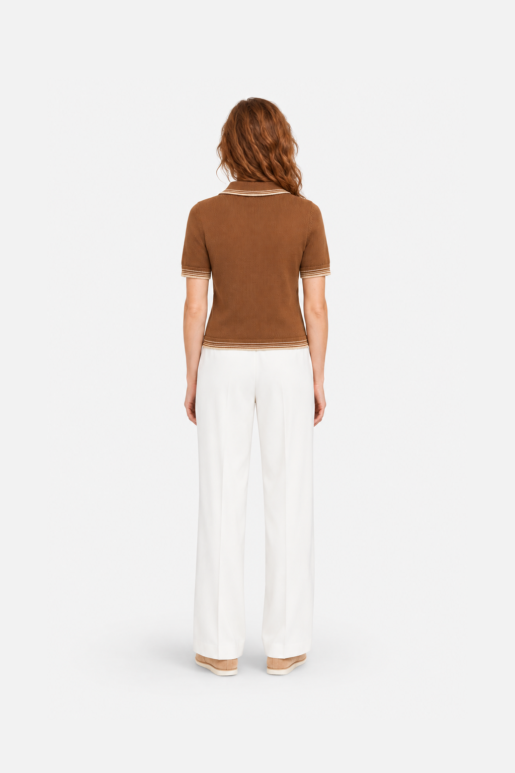 Brown polo neck sweater from Ginaci Türkiye featuring a classic fit and ribbed collar, perfect for casual and stylish wear.