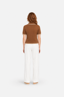 Brown polo neck sweater from Ginaci Türkiye featuring a classic fit and ribbed collar, perfect for casual and stylish wear.