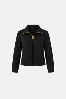 Black fitted zip-up Dik Yaka Fermuarlı Siyah Ceket by Ginaci, featuring a stylish sporty design and modern fit.